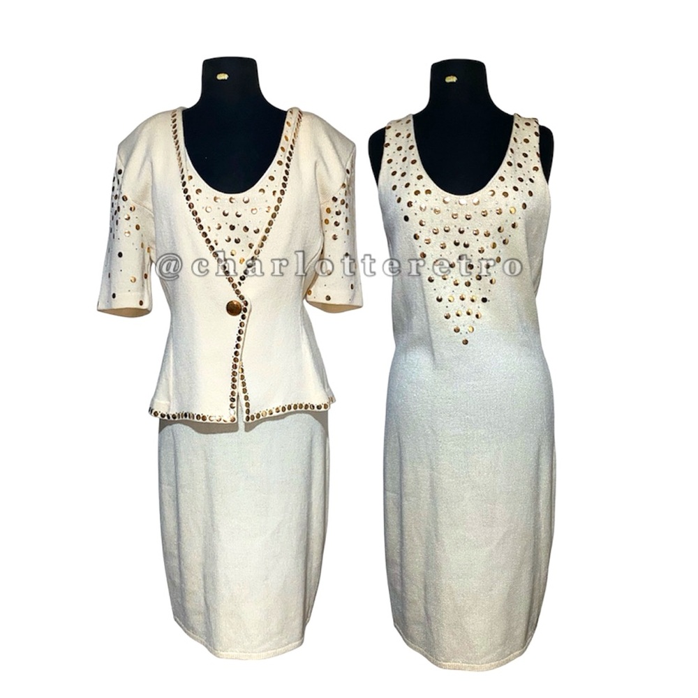 vtg St John Santana Knit Dress w Jacket Suit
